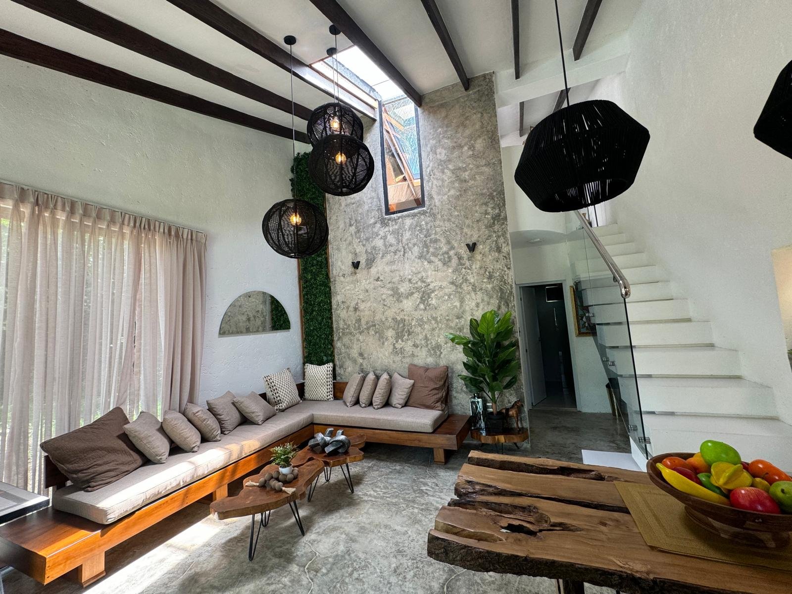 Villa living room with staircase